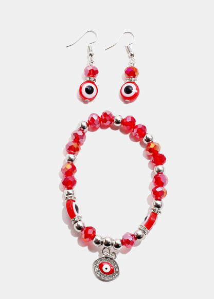 Red Evil Eye Bead & Earring Set