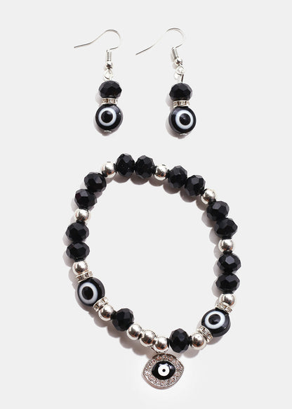 Colorful Evil Eye Bracelet & Earring Set