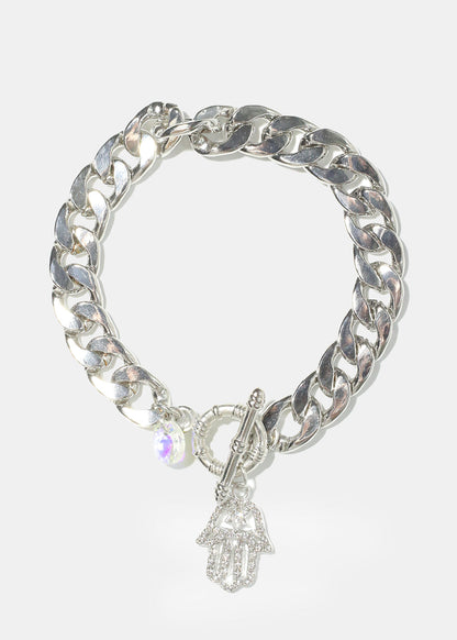 Thick Chain with Hamsa Hand Bracelet