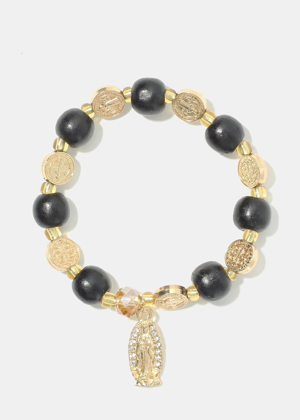 Rosary Wood Bead Bracelet