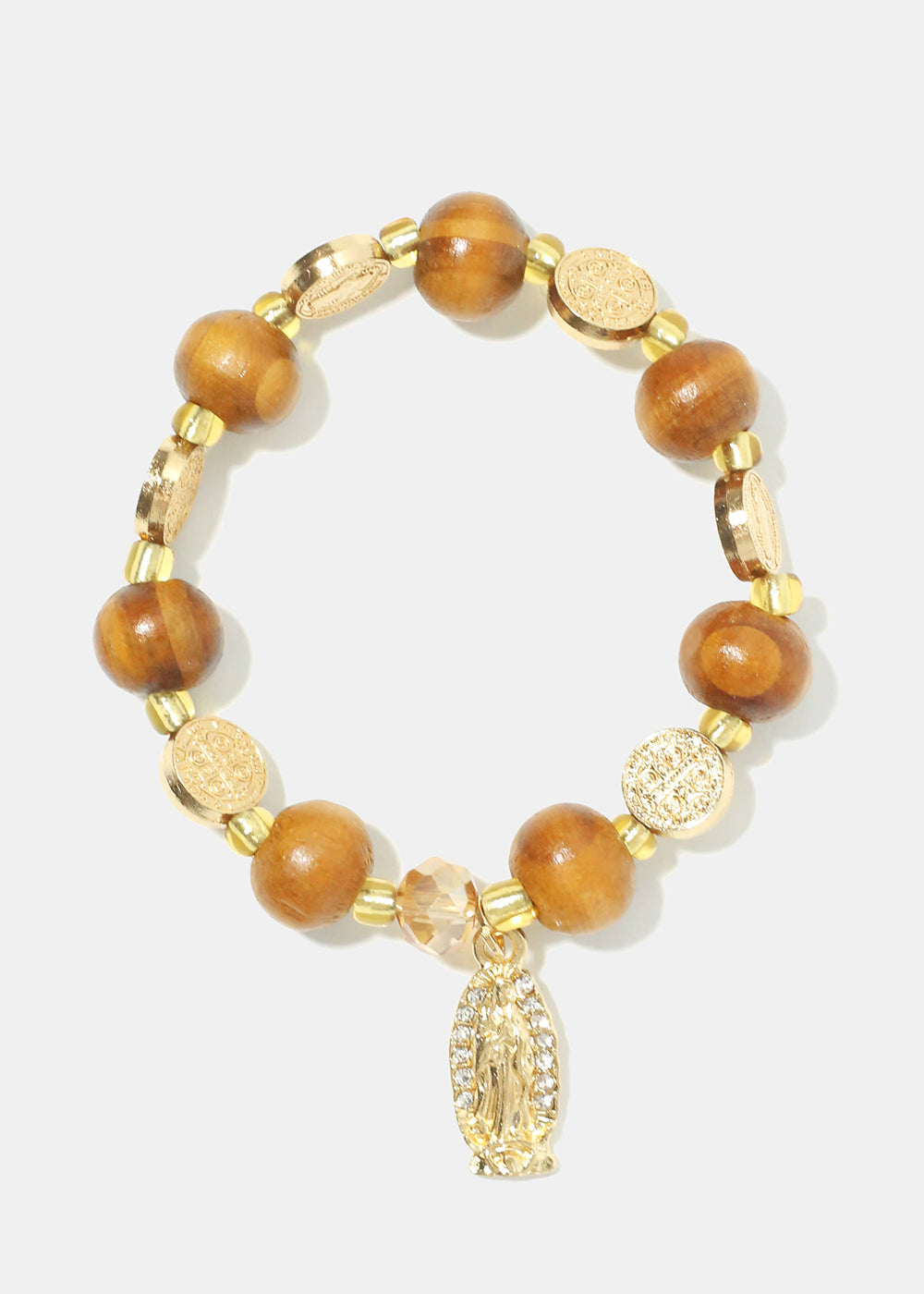 Rosary Wood Bead Bracelet