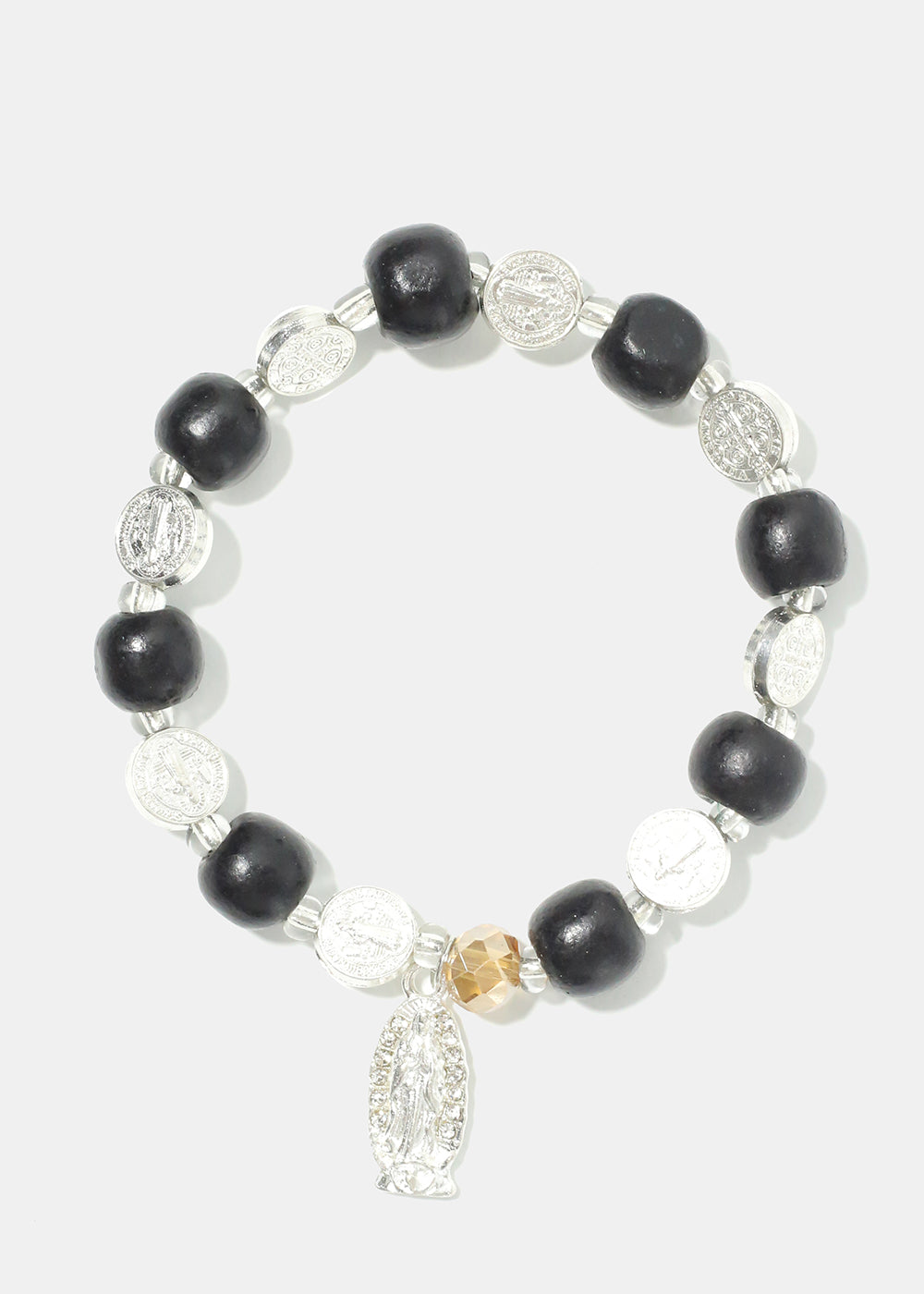 Rosary Wood Bead Bracelet