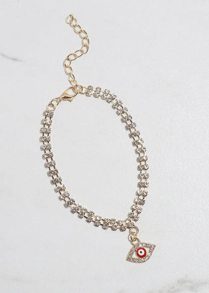 Bling Evil Eye Chain Bracelet