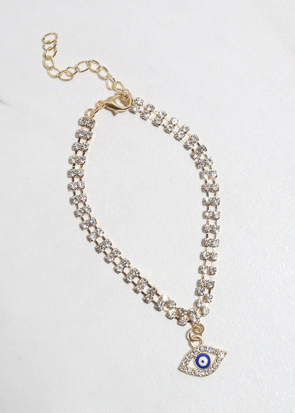 Bling Evil Eye Chain Bracelet