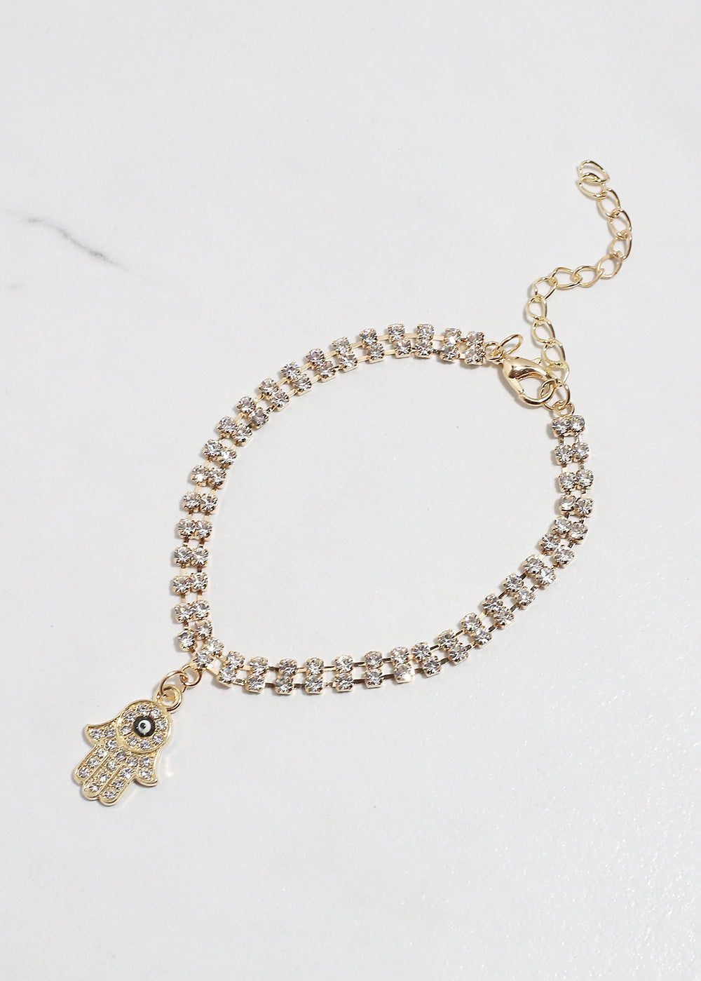 Rhinestone Hamsa Hand Bracelet