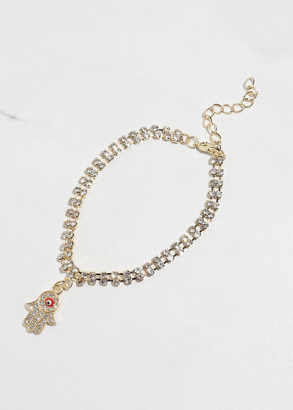 Rhinestone Hamsa Hand Bracelet