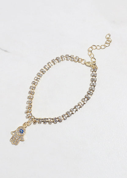 Rhinestone Hamsa Hand Bracelet