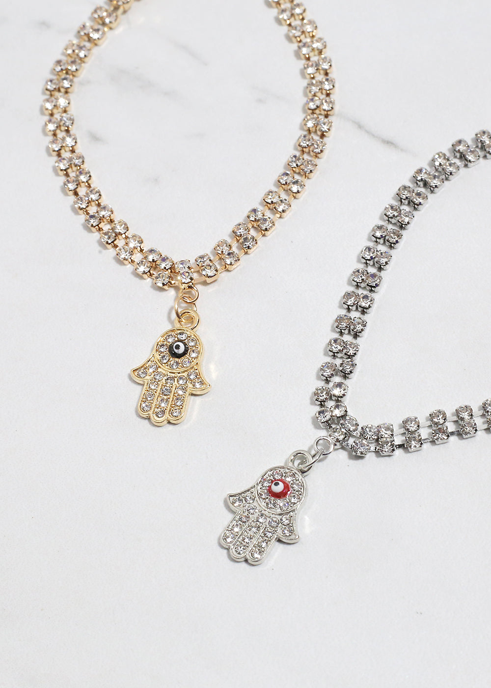 Rhinestone Hamsa Hand Bracelet