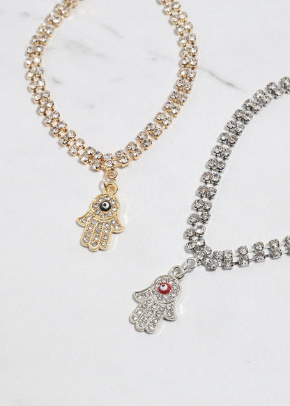 Rhinestone Hamsa Hand Bracelet