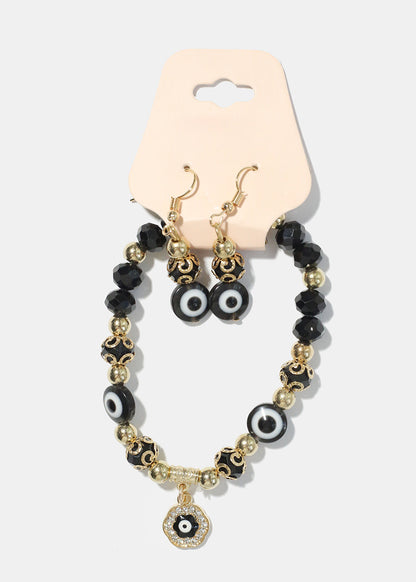 Evil Eye Bracelet & Earring Set