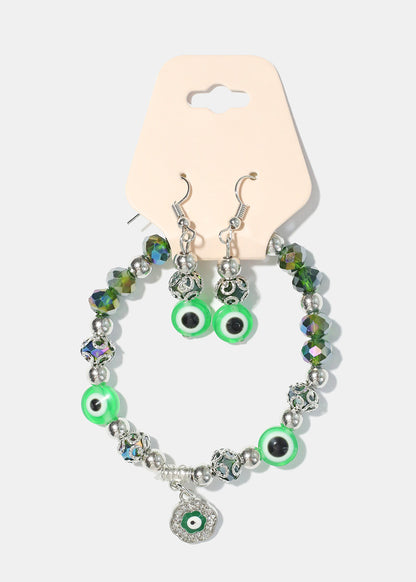 Evil Eye Bracelet & Earring Set