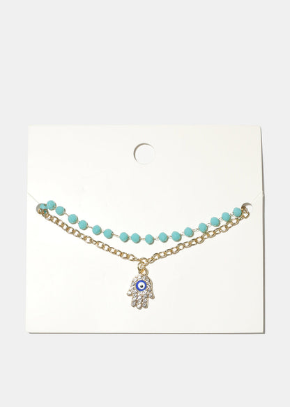 Rhinestone Hamsa Hand Bracelet