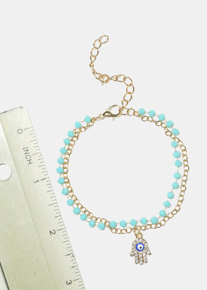 Rhinestone Hamsa Hand Bracelet