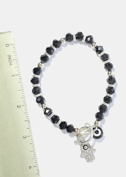Hamsa Hand and Evil Eye Bead Bracelet