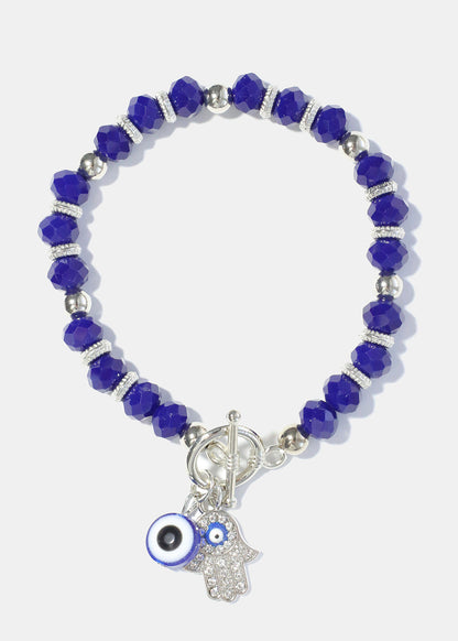 Hamsa Hand and Evil Eye Bead Bracelet