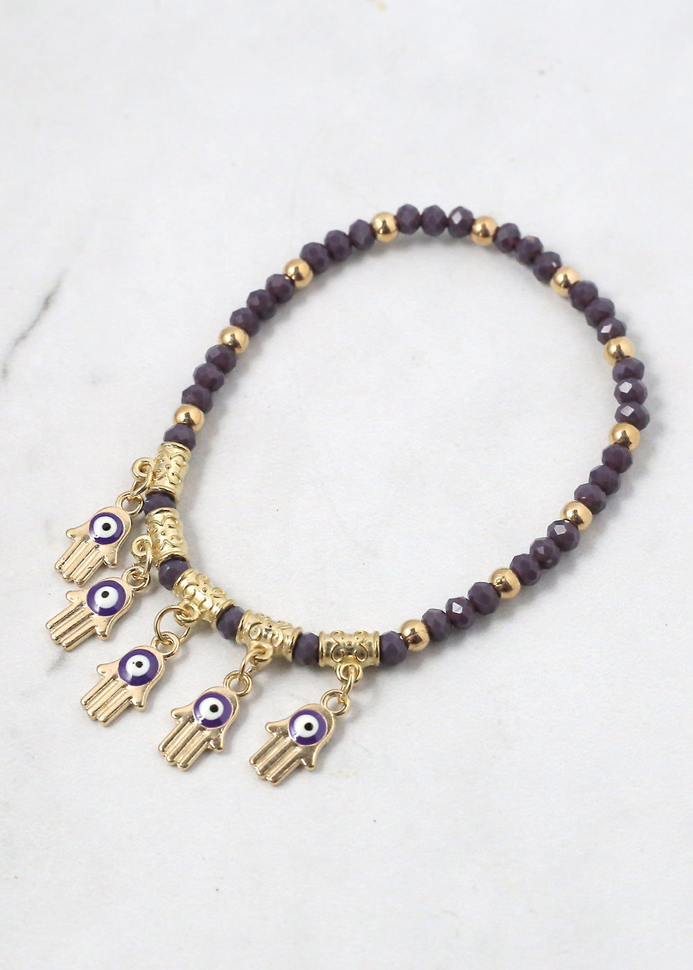 Beaded Hamsa Hand + Evil Eye Bracelet