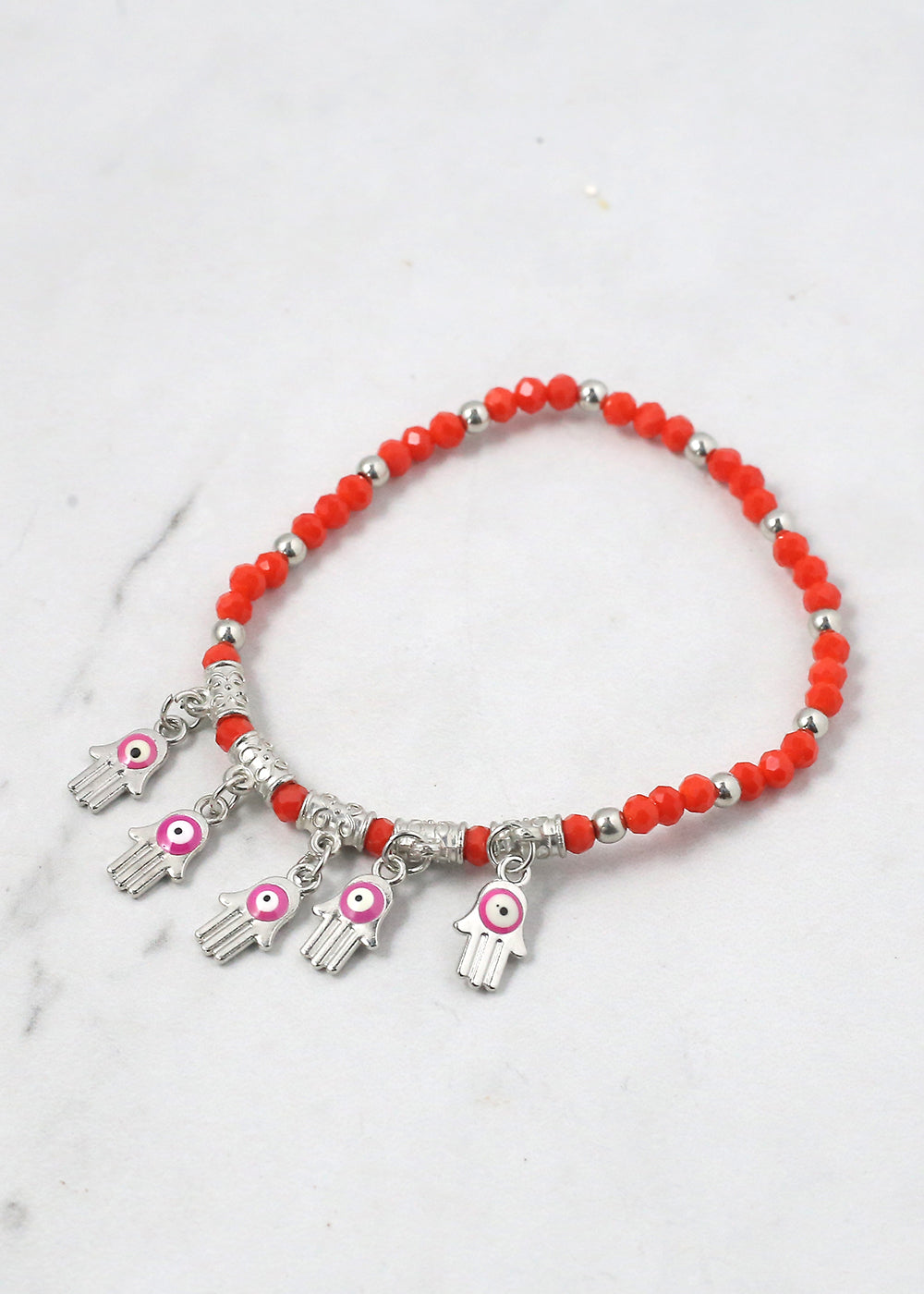 Beaded Hamsa Hand + Evil Eye Bracelet