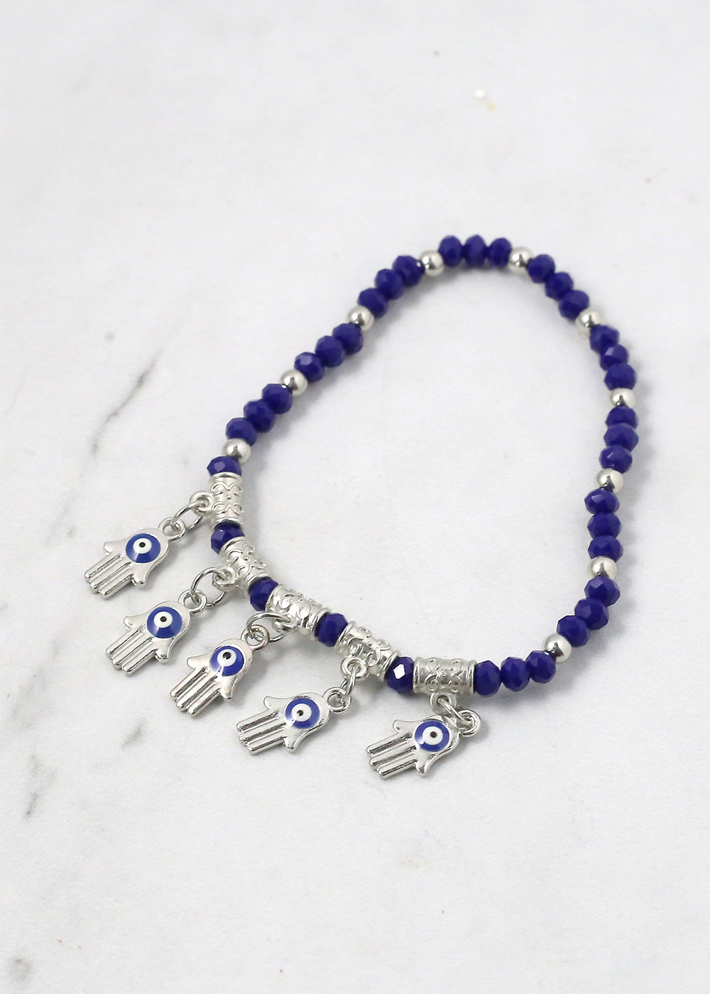 Beaded Hamsa Hand + Evil Eye Bracelet