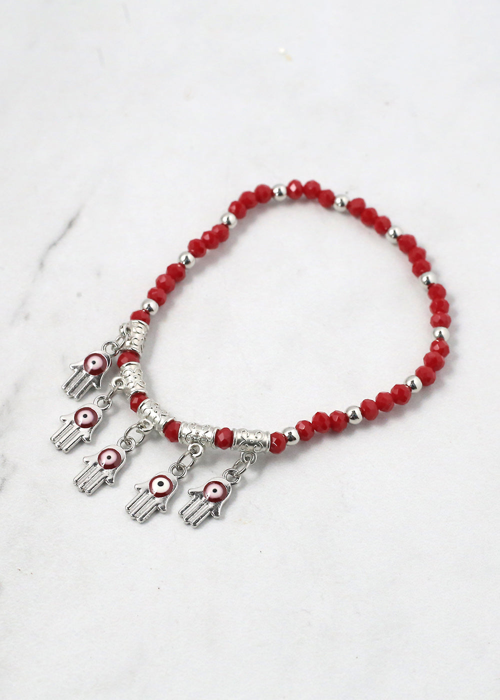Beaded Hamsa Hand + Evil Eye Bracelet