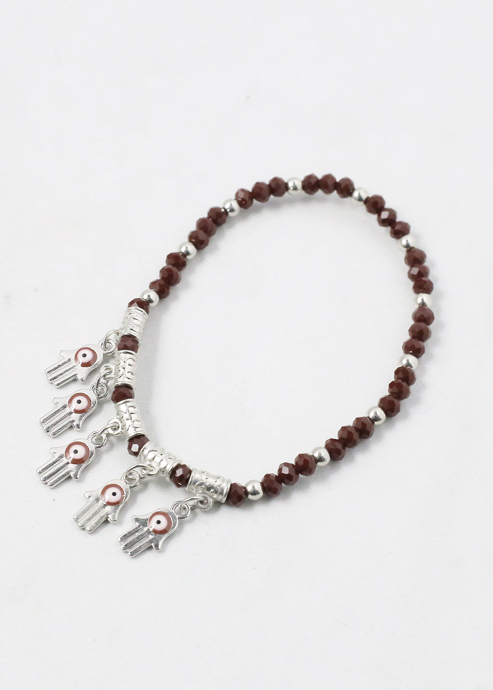 Beaded Hamsa Hand + Evil Eye Bracelet