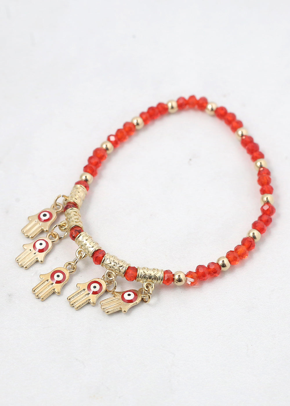 Hamsa Hands + Crystal Beads Bracelet
