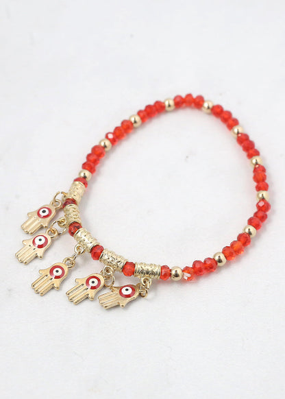 Hamsa Hands + Crystal Beads Bracelet