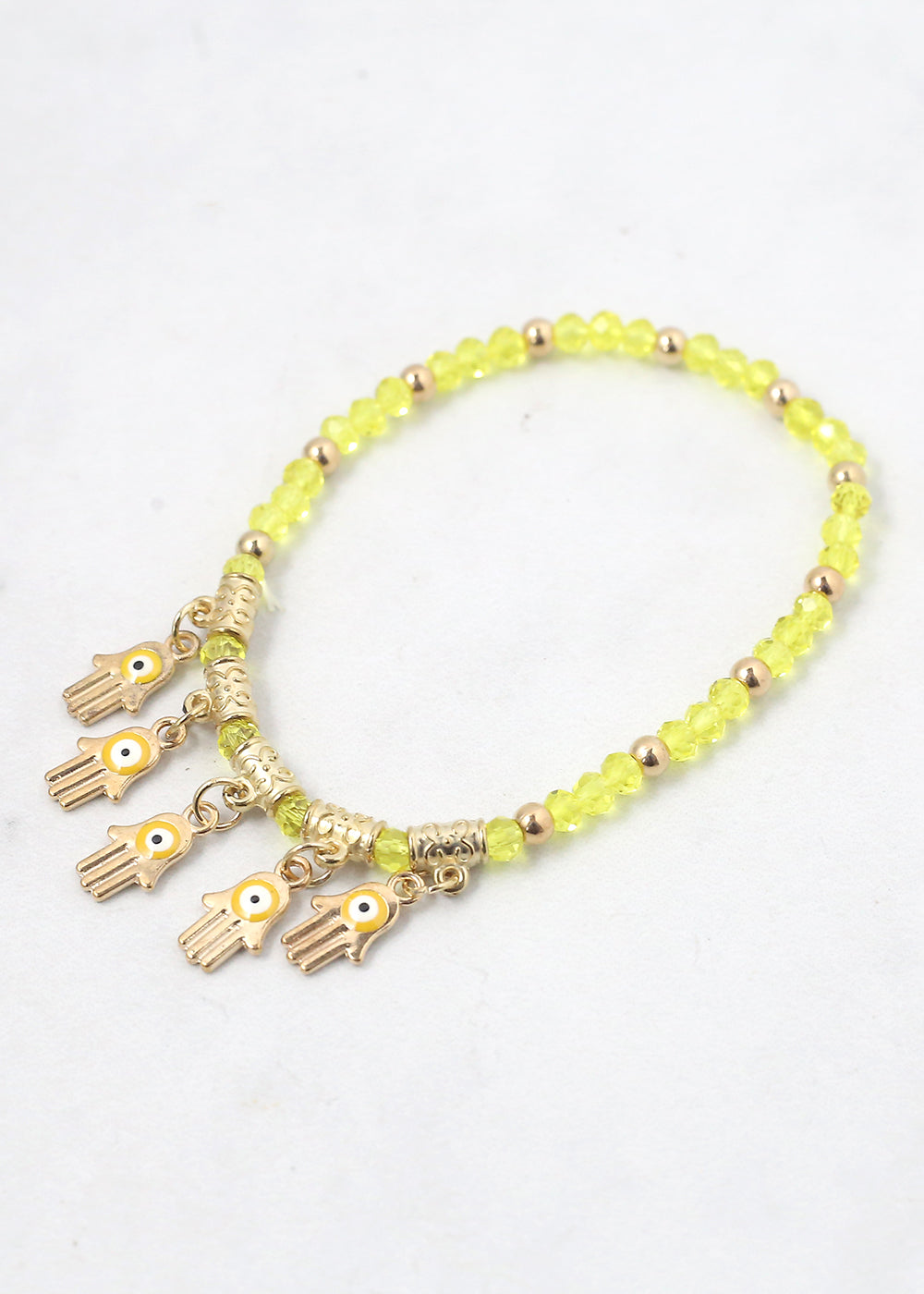 Hamsa Hands + Crystal Beads Bracelet