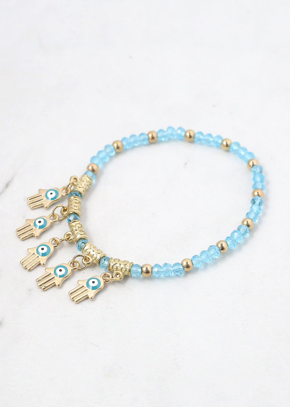 Hamsa Hands + Crystal Beads Bracelet