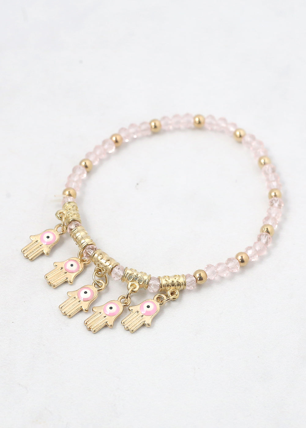 Hamsa Hands + Crystal Beads Bracelet