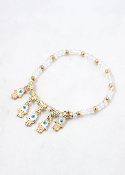 Hamsa Hands + Crystal Beads Bracelet