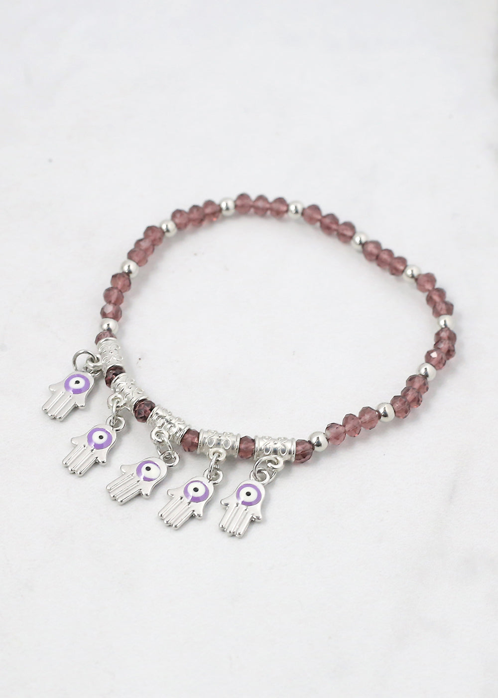 Hamsa Hands + Crystal Beads Bracelet