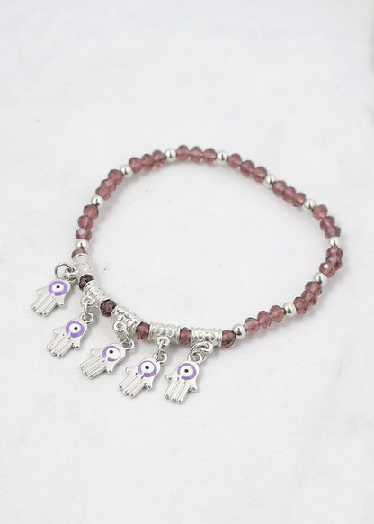 Hamsa Hands + Crystal Beads Bracelet