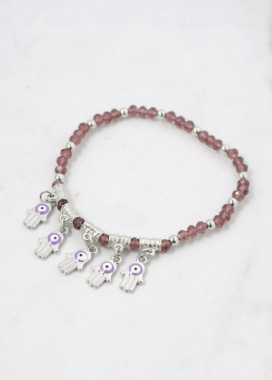 Hamsa Hands + Crystal Beads Bracelet