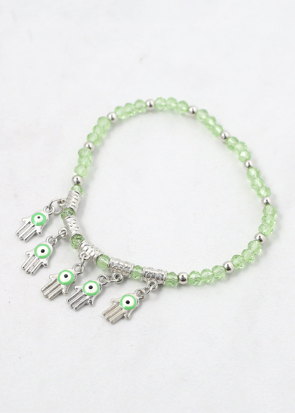 Hamsa Hands + Crystal Beads Bracelet