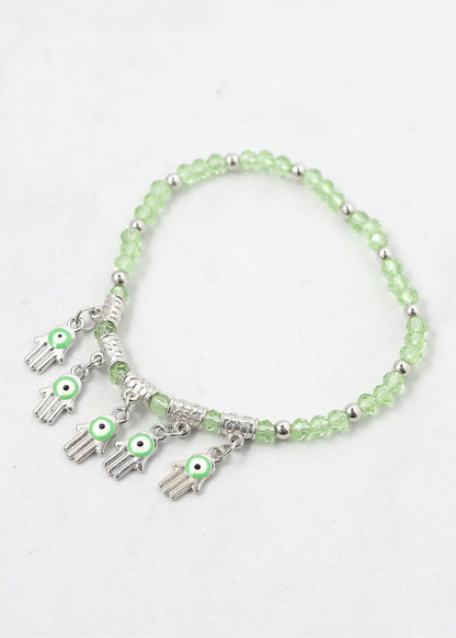 Hamsa Hands + Crystal Beads Bracelet