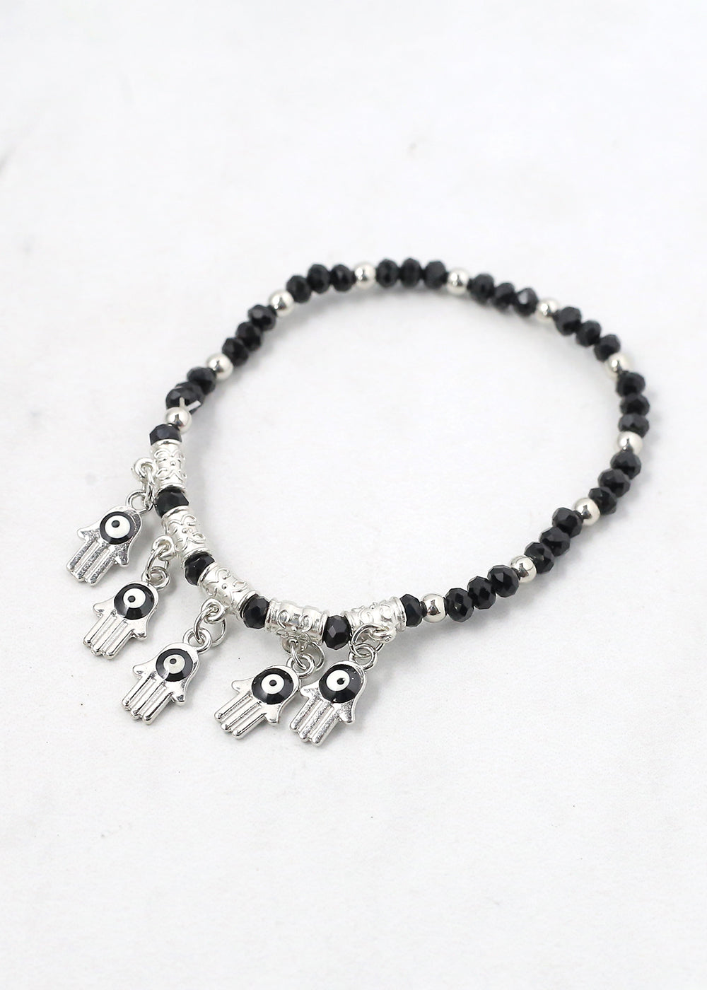 Hamsa Hands + Crystal Beads Bracelet