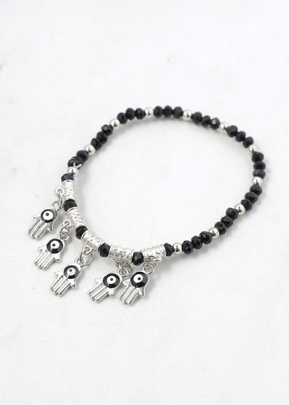 Hamsa Hands + Crystal Beads Bracelet