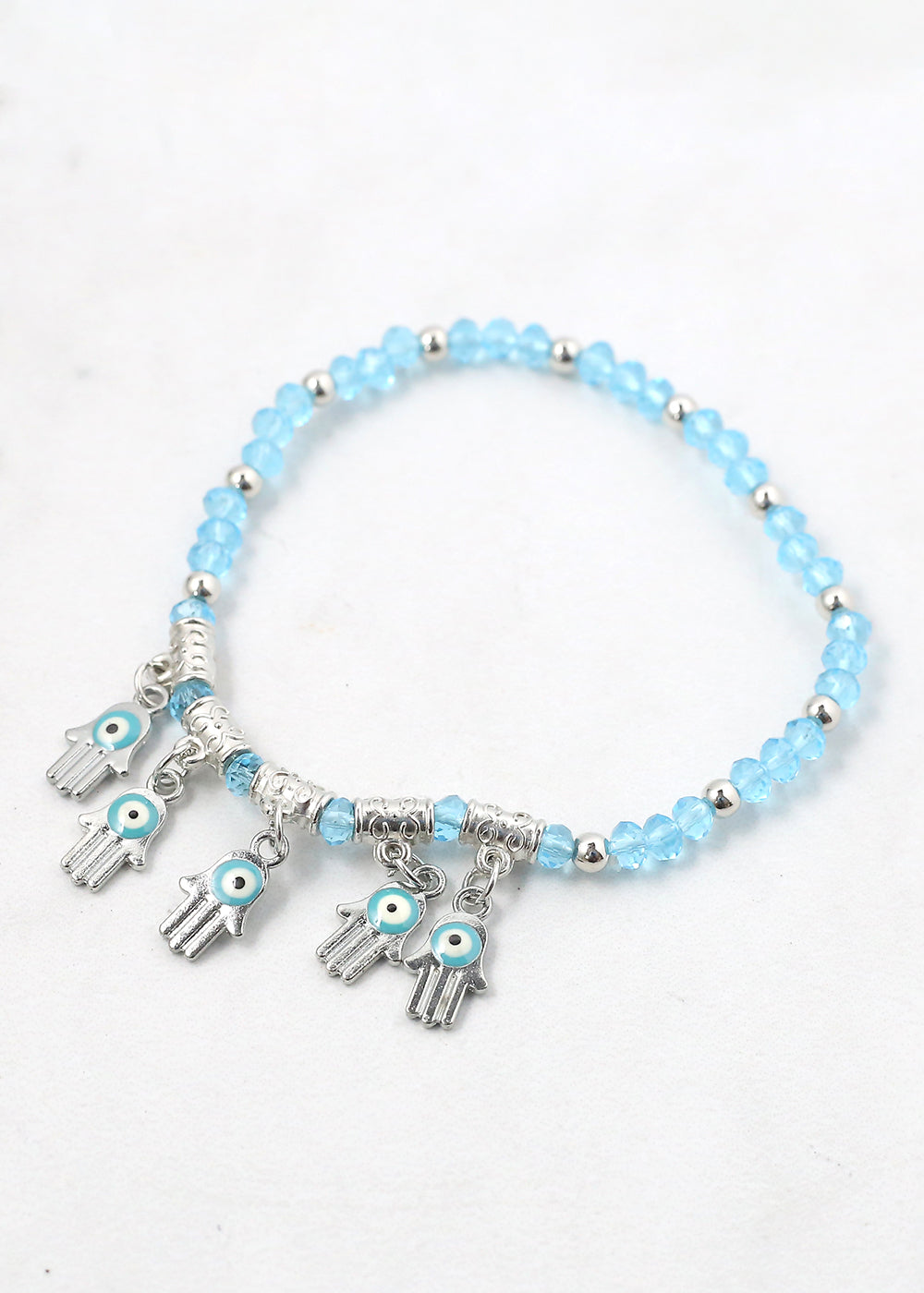 Hamsa Hands + Crystal Beads Bracelet