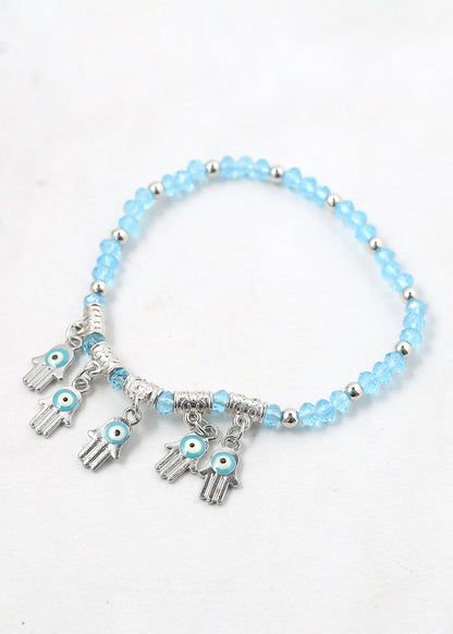 Hamsa Hands + Crystal Beads Bracelet