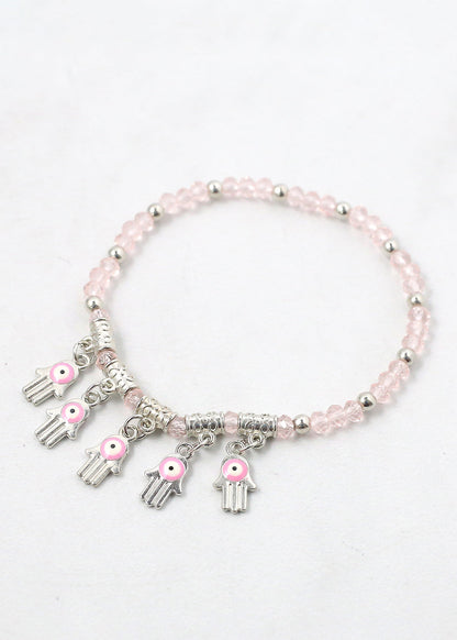 Hamsa Hands + Crystal Beads Bracelet