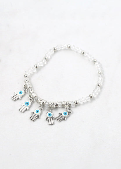 Hamsa Hands + Crystal Beads Bracelet