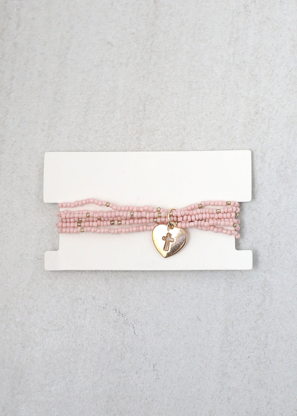 Heart & Cross Beaded Bracelet