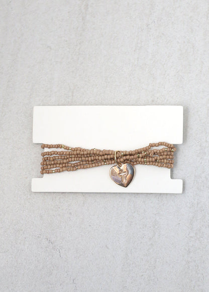 Heart & Cross Beaded Bracelet