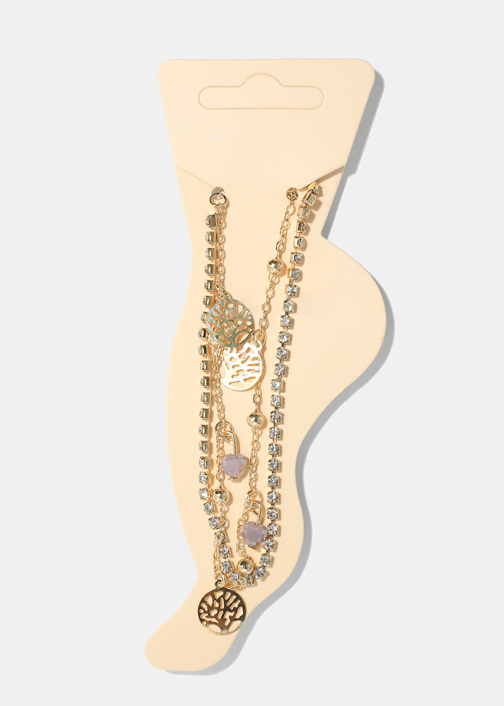 Heart & Tree of Life Charm Anklet