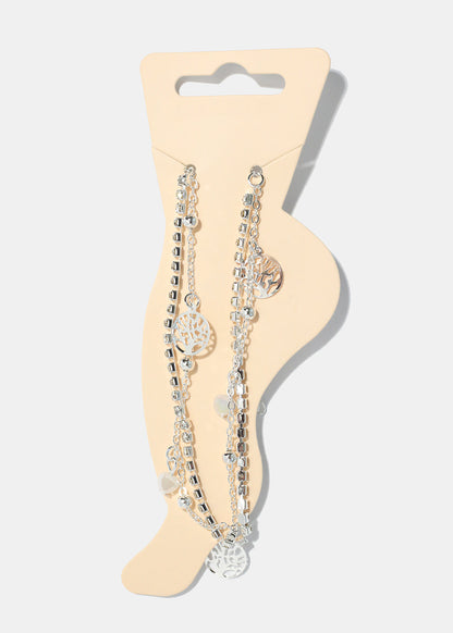 Heart & Tree of Life Charm Anklet