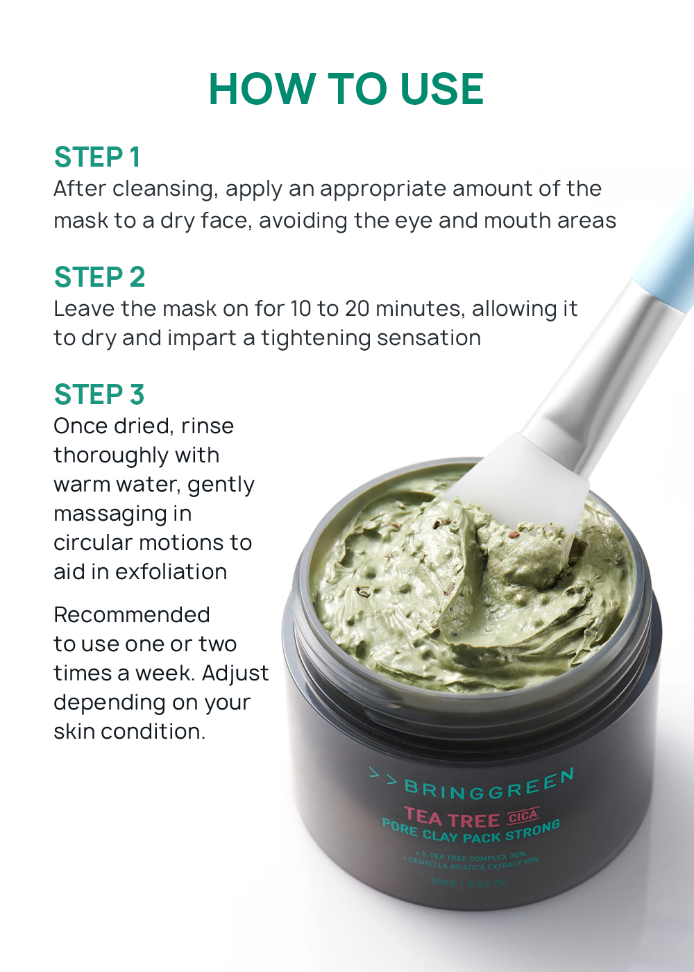 BRINGGREEN Tea Tree Cica Pore Clay Pack Strong 100g