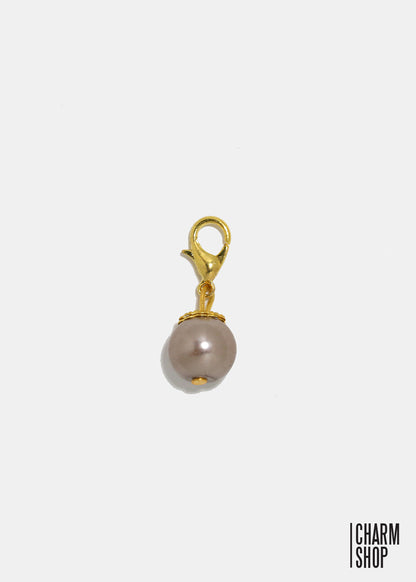 Gold Tone Light Brown Pearl Dangle Charm