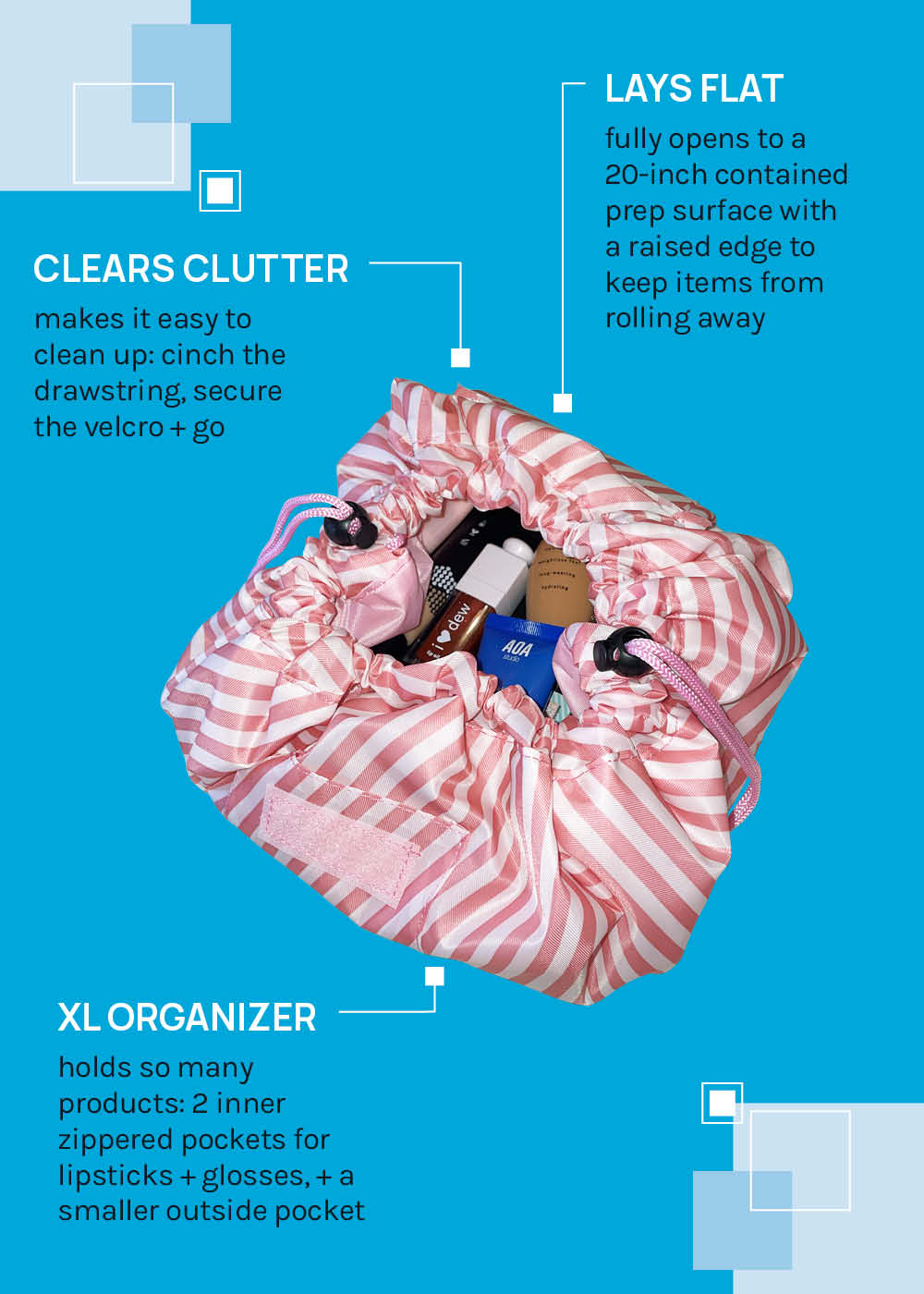 a2o Lab Drawstring Makeup Bag