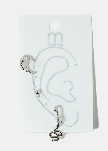 3-Piece Snake & Cuff Earrings