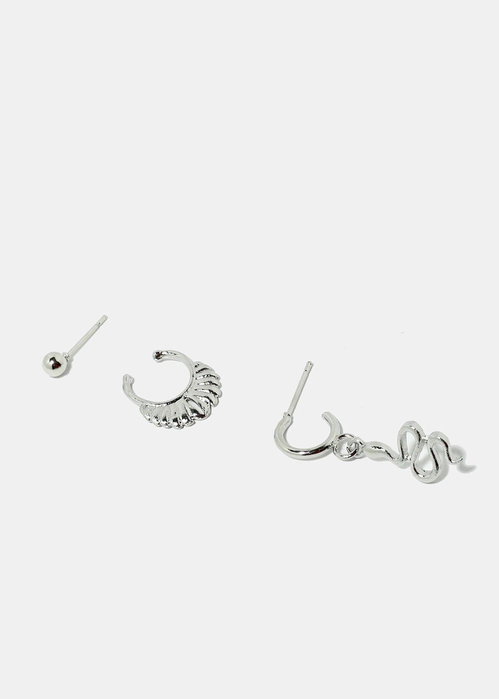 3-Piece Snake & Cuff Earrings